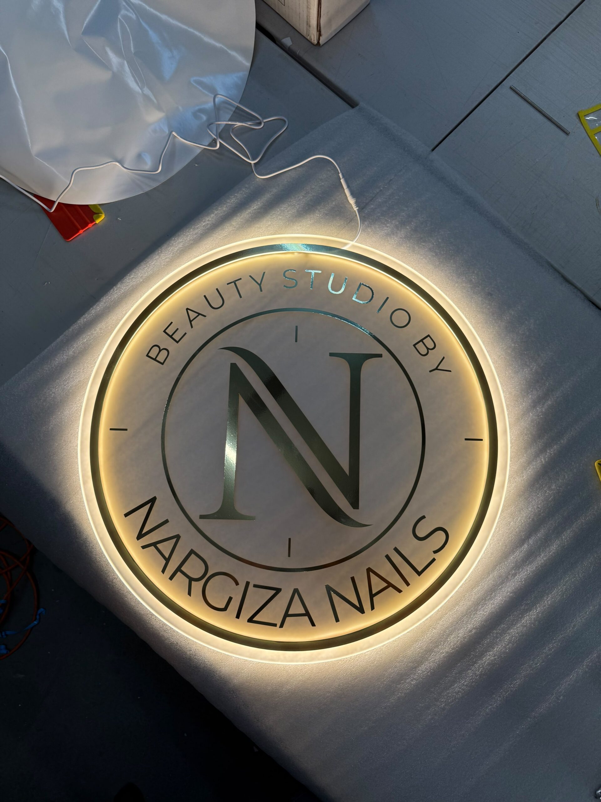 Custom round business sign