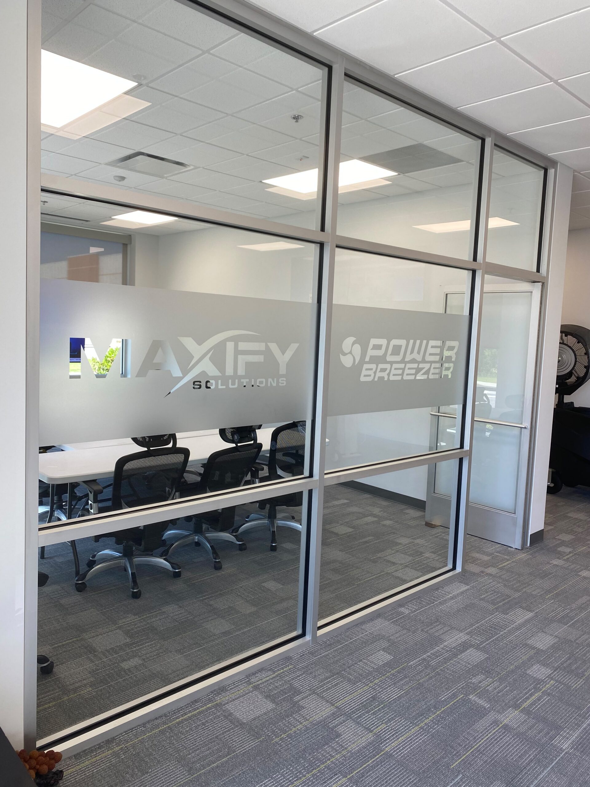SmartSwans office glass graphics and interior window branding project