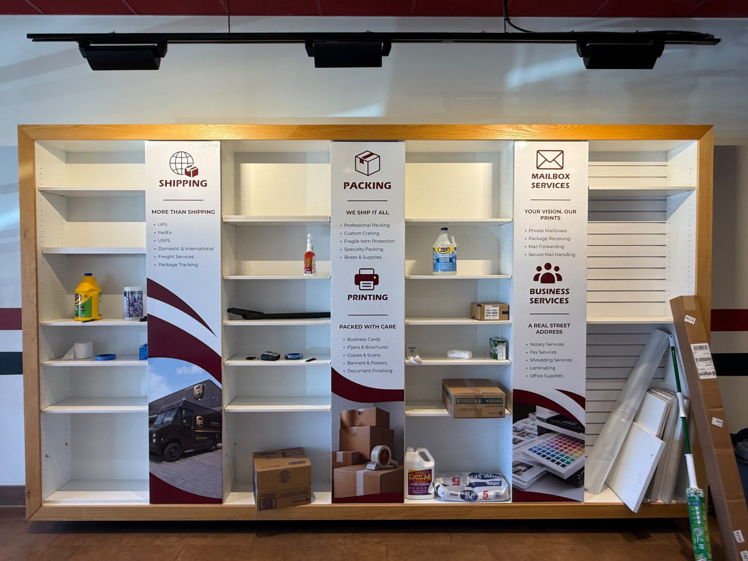 SmartSwans retail window graphics and branded storefront panels project