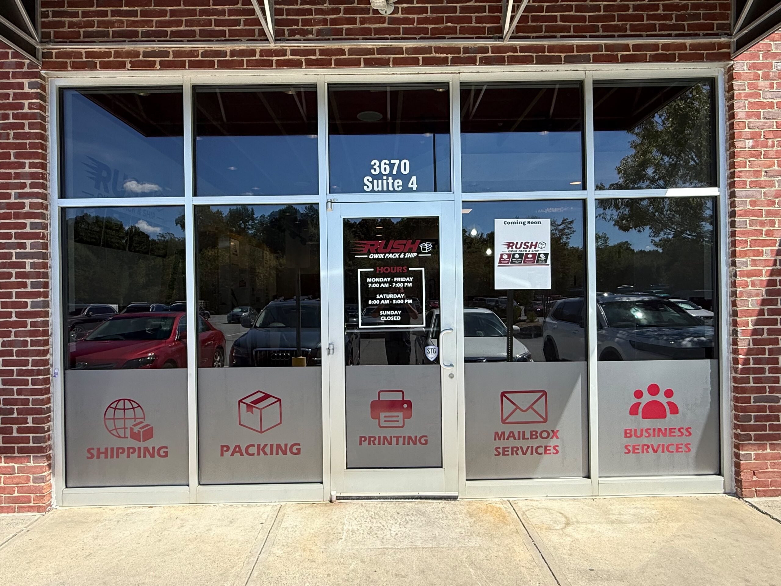 SmartSwans storefront window graphics and business window decal project
