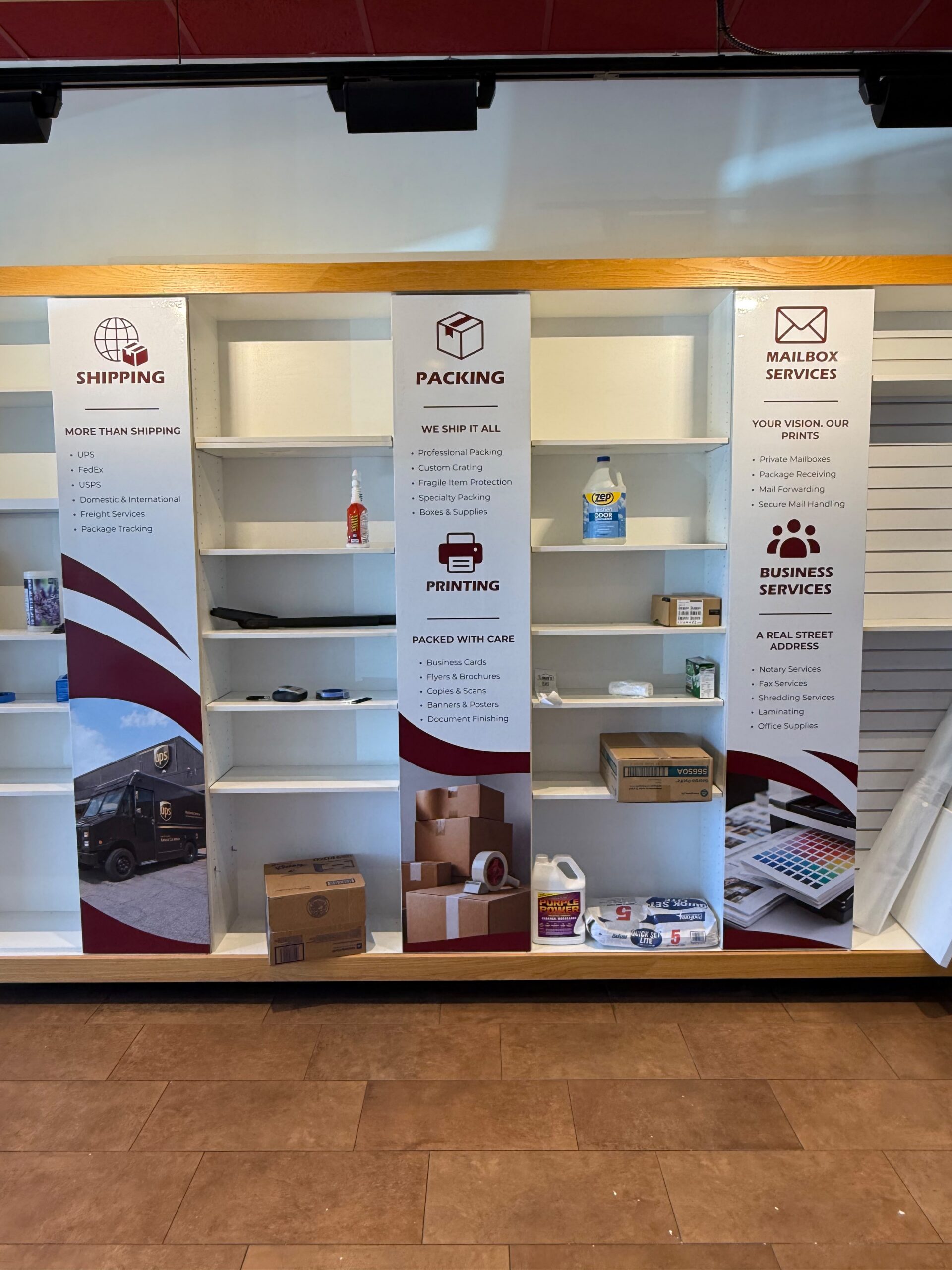 SmartSwans retail wall graphics and interior business branding project
